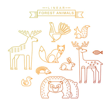 Vector illustrations of forest animals.
