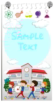Paper template with school band marching vector