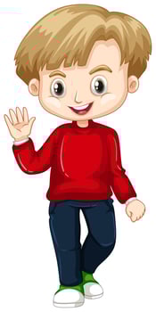 Cute boy waving hand vector
