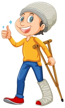 A Young Man with Broken Leg vector