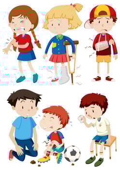 A set of children and accident vector