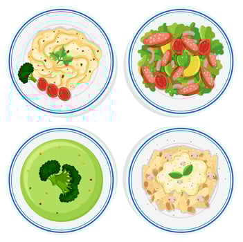 Different kinds of food on plate vector