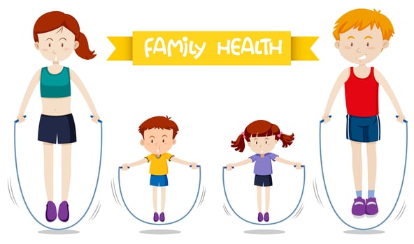 A family workout together vector