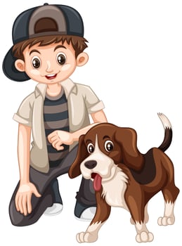 Boy and beagle dog vector