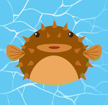 Puffer fish in Water Background vector