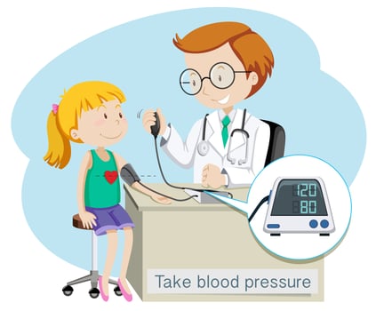 A Girl Take Blood Pressure with Doctor vector