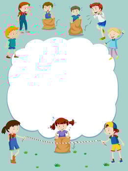 Border template with kids playing games vector