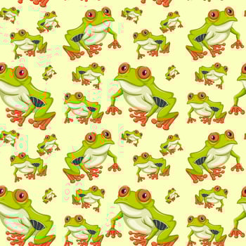 Red eyed tree frog seamless pattern vector