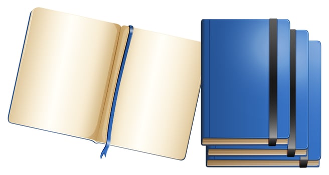 Blue notebooks in different sizes vector