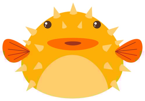 Puffer fish on white background vector