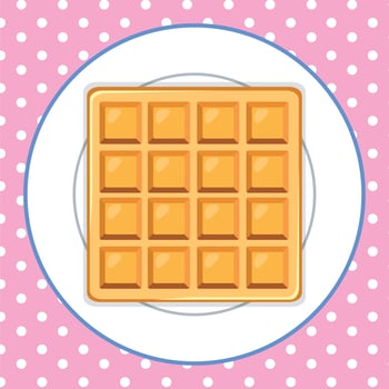 Waffle on Plate Pink Background vector