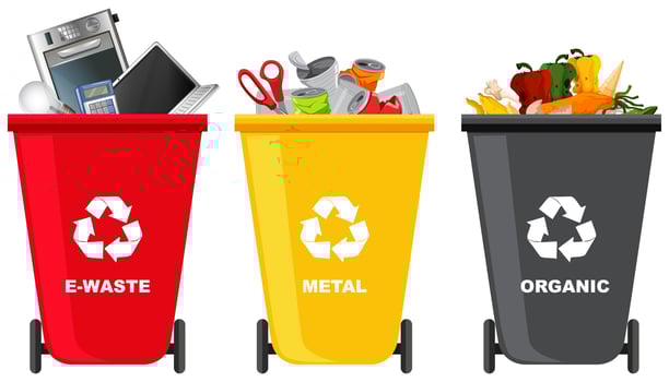 Set of different trash can vector
