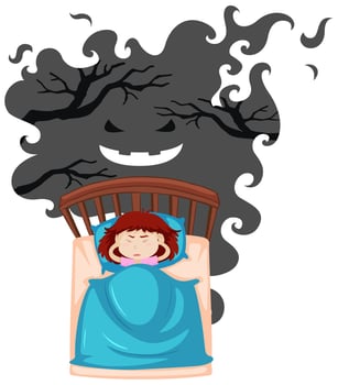 A girl having a nightmare vector