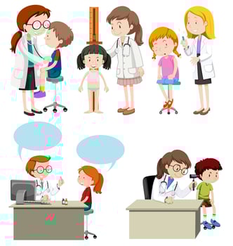 Kids Having a Health Care from Doctor vector