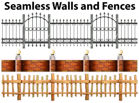 Seamless walls and fences vector