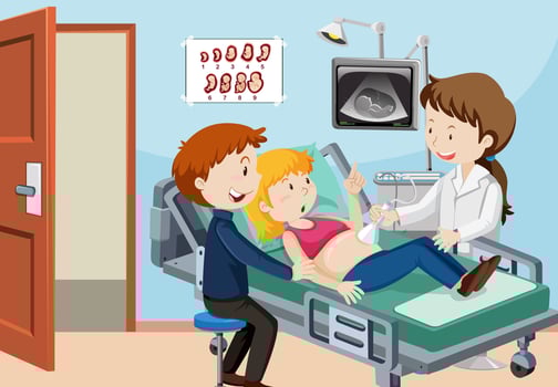 A Couple Ultrasound at Hospital vector