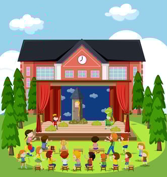 An outdoor stage performance vector