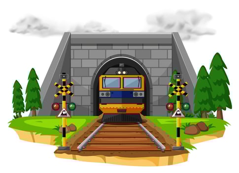Train ride on the railroad vector