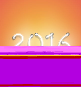 '2016' - Realistic neon sign, vector illustration