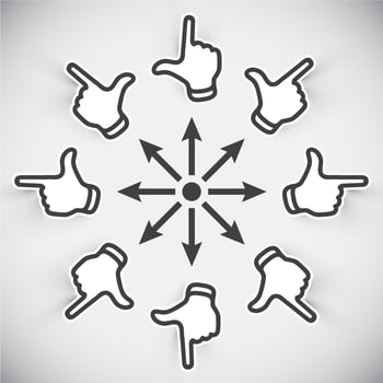 Eight hand - eight direction, vector illustration