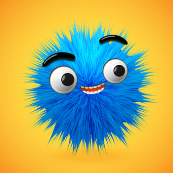 High-detailed 3D fur smiley emoticon, vector illustration