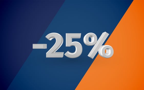 3D sale illustration with percentage, vector