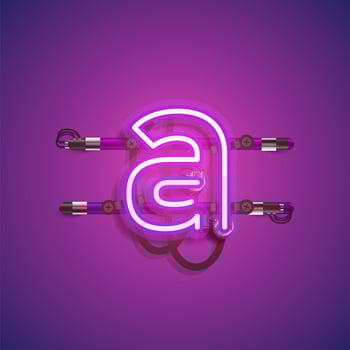 Realistic neon character with wires and console, vector illustration