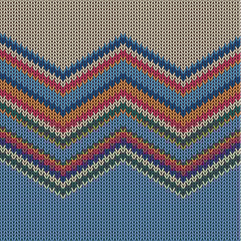 Zigzag colorful knitted pattern for background, vector illustration