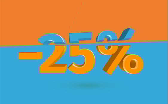 3D sale illustration with cut percentage, vector