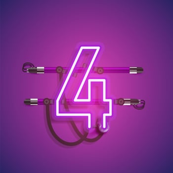 Realistic neon character with wires and console, vector illustration