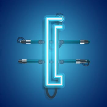 Realistic neon character with wires and console, vector illustration