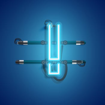 Realistic neon character with wires and console, vector illustration