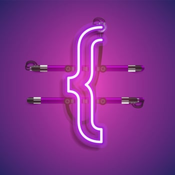 Realistic neon character with wires and console, vector illustration