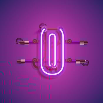 Realistic neon character with wires and console, vector illustration