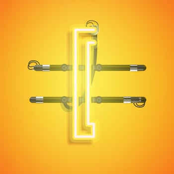 Realistic neon character with wires and console, vector illustration