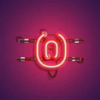 Realistic neon character with wires and console, vector illustration