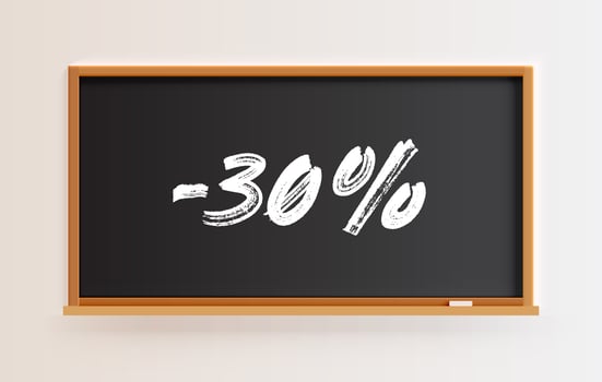 High detailed blackboard with '-30' title, vector illustration
