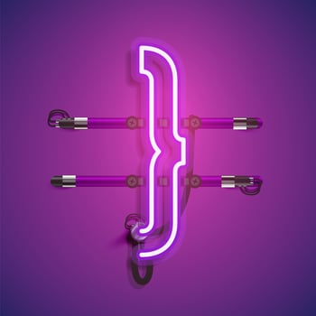 Realistic neon character with wires and console, vector illustration