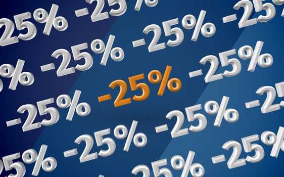 3D sale illustration with percentage, vector