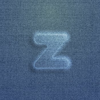 Character made by denim, from a typeface, vector