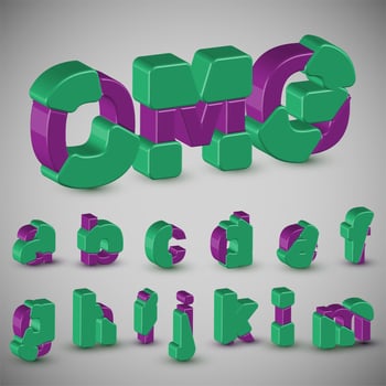 3D colorful character set from a typeset, vector
