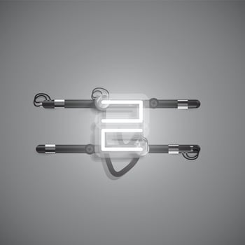 Realistic neon character with wires and console, vector illustration