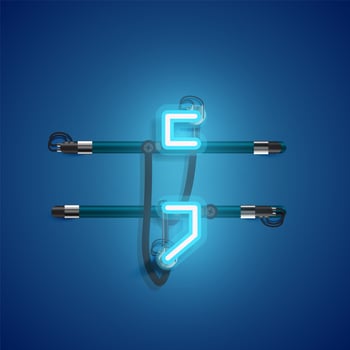 Realistic neon character with wires and console, vector illustration