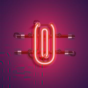Realistic neon character with wires and console, vector illustration
