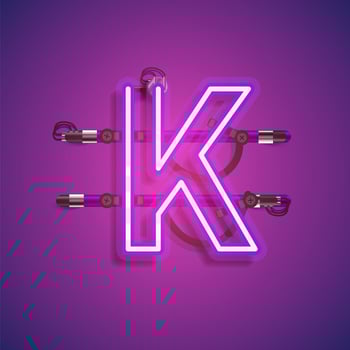Realistic neon character with wires and console, vector illustration