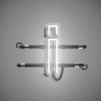 Realistic neon character with wires and console, vector illustration