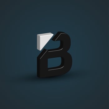 3D black and white character from a font set, vector illustration