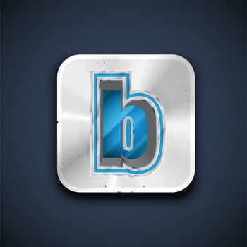 Metallic 3D character from a font set, vector illustration