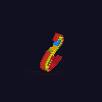 3D colorful character from a fontset, vector