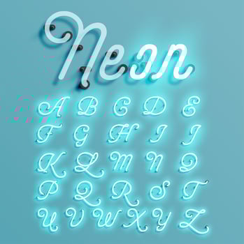Realistic neon character typeset, vector